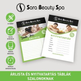   Price List and Opening Hours Boards for Salons (in Hungarian)